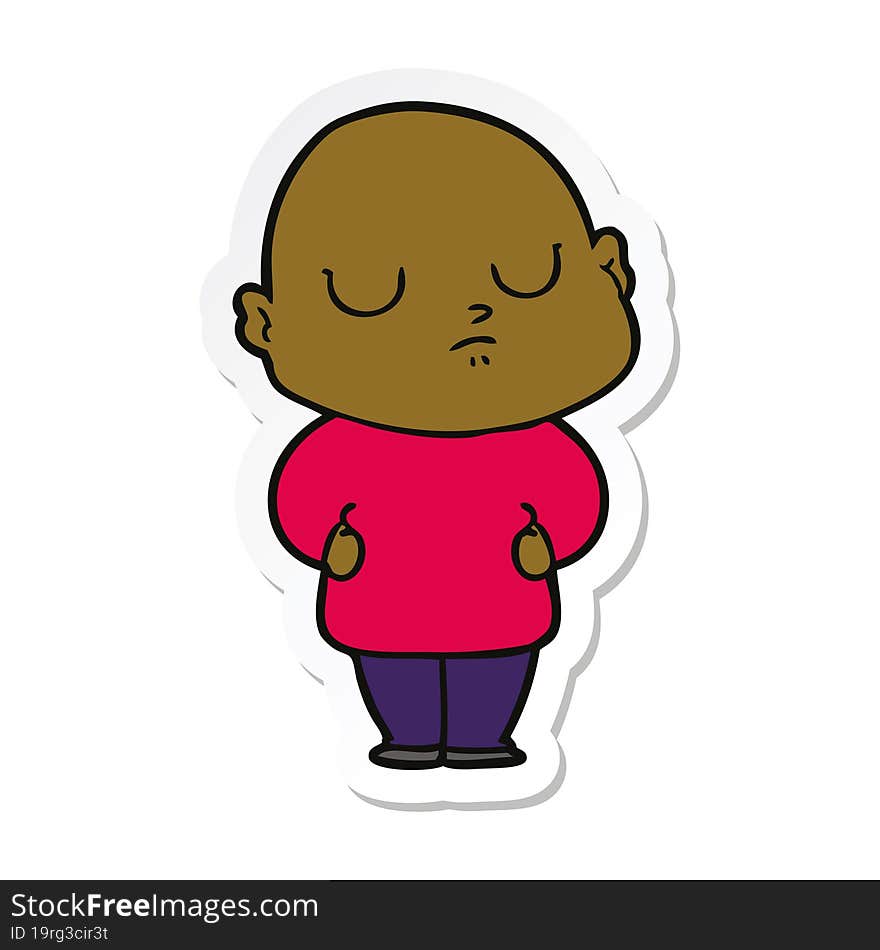 sticker of a cartoon bald man