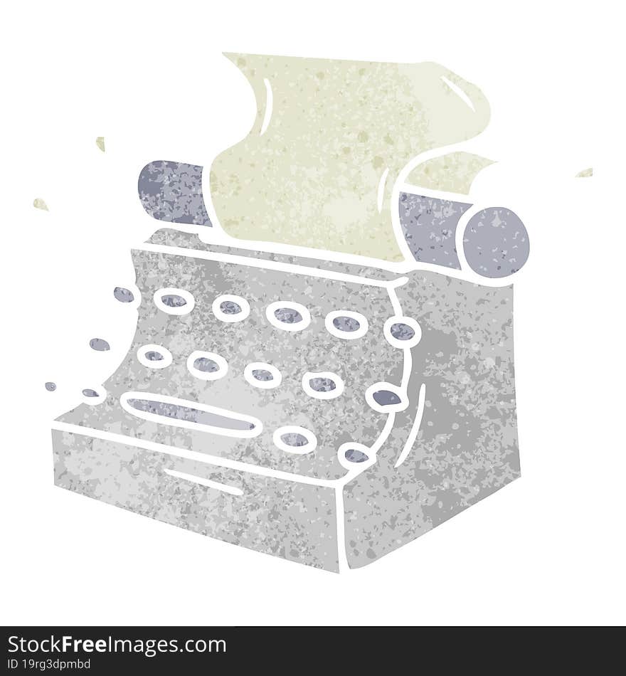 retro cartoon doodle of old school typewriter