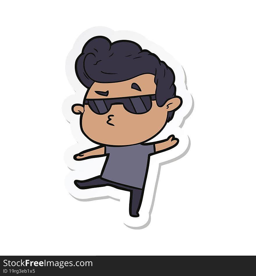 sticker of a cartoon cool guy