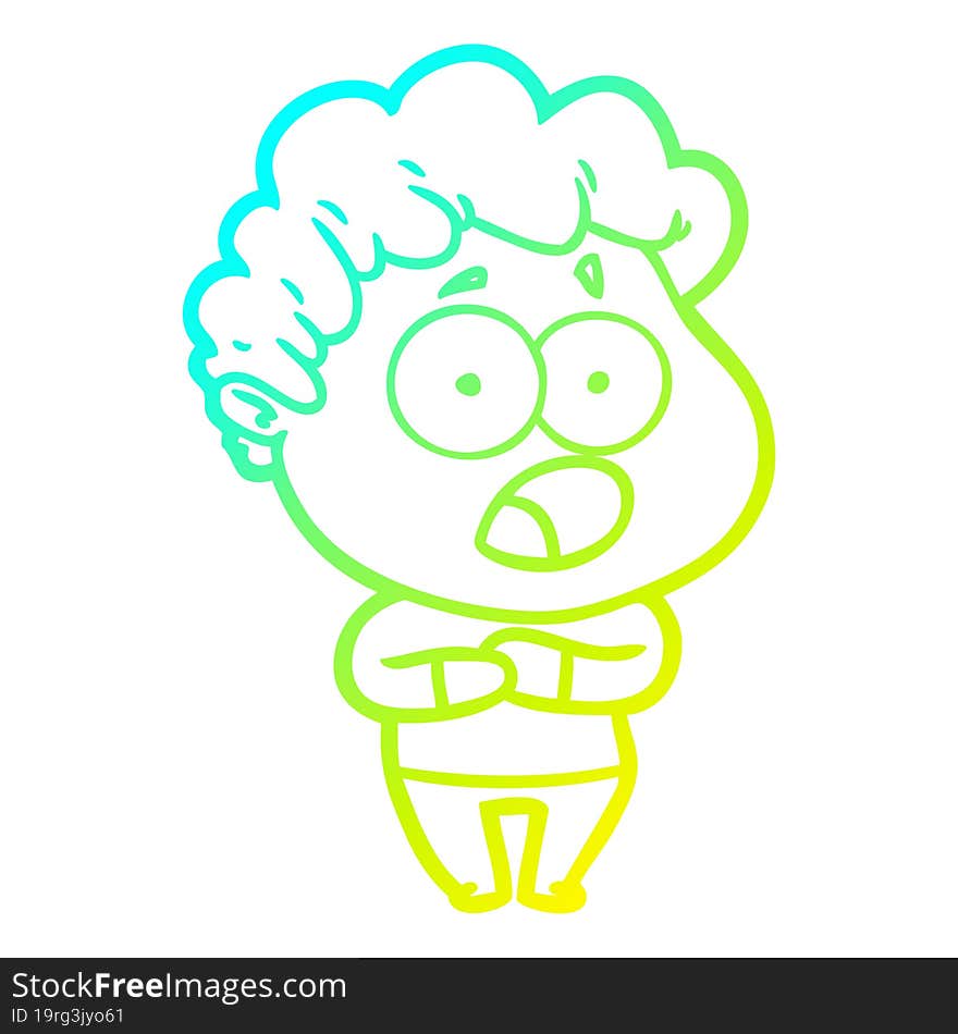 cold gradient line drawing cartoon shocked man