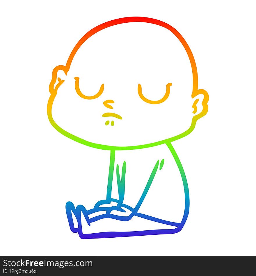 rainbow gradient line drawing of a cartoon bald man