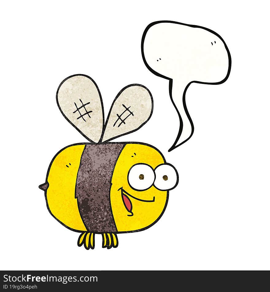 speech bubble textured cartoon bee