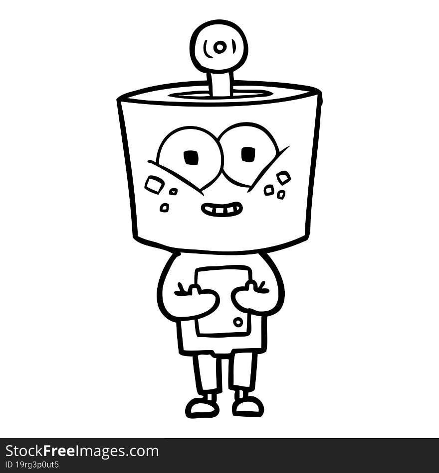 happy cartoon robot. happy cartoon robot