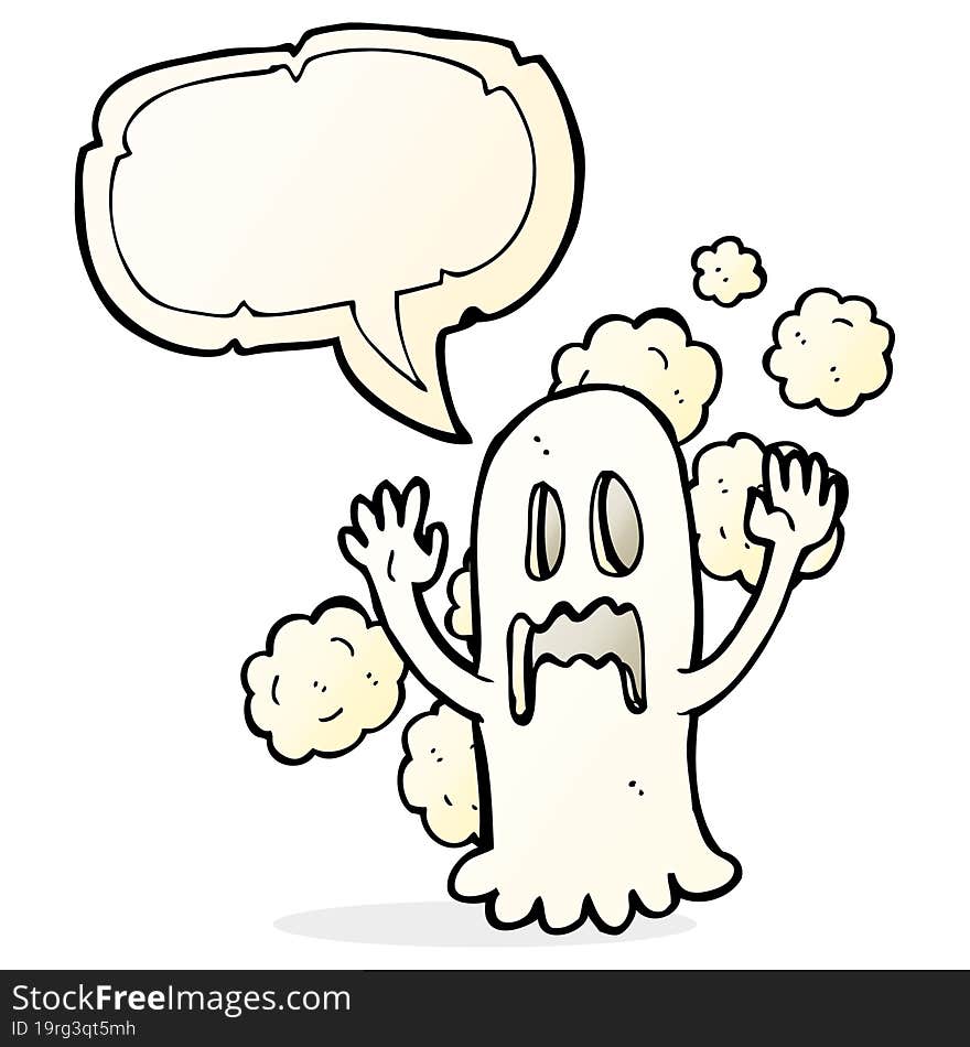 Cartoon Spooky Ghost With Speech Bubble