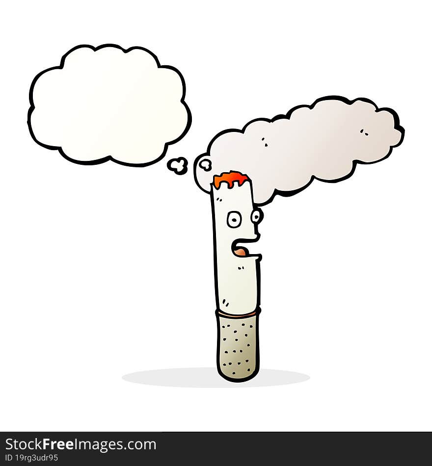 cartoon cigarette with thought bubble