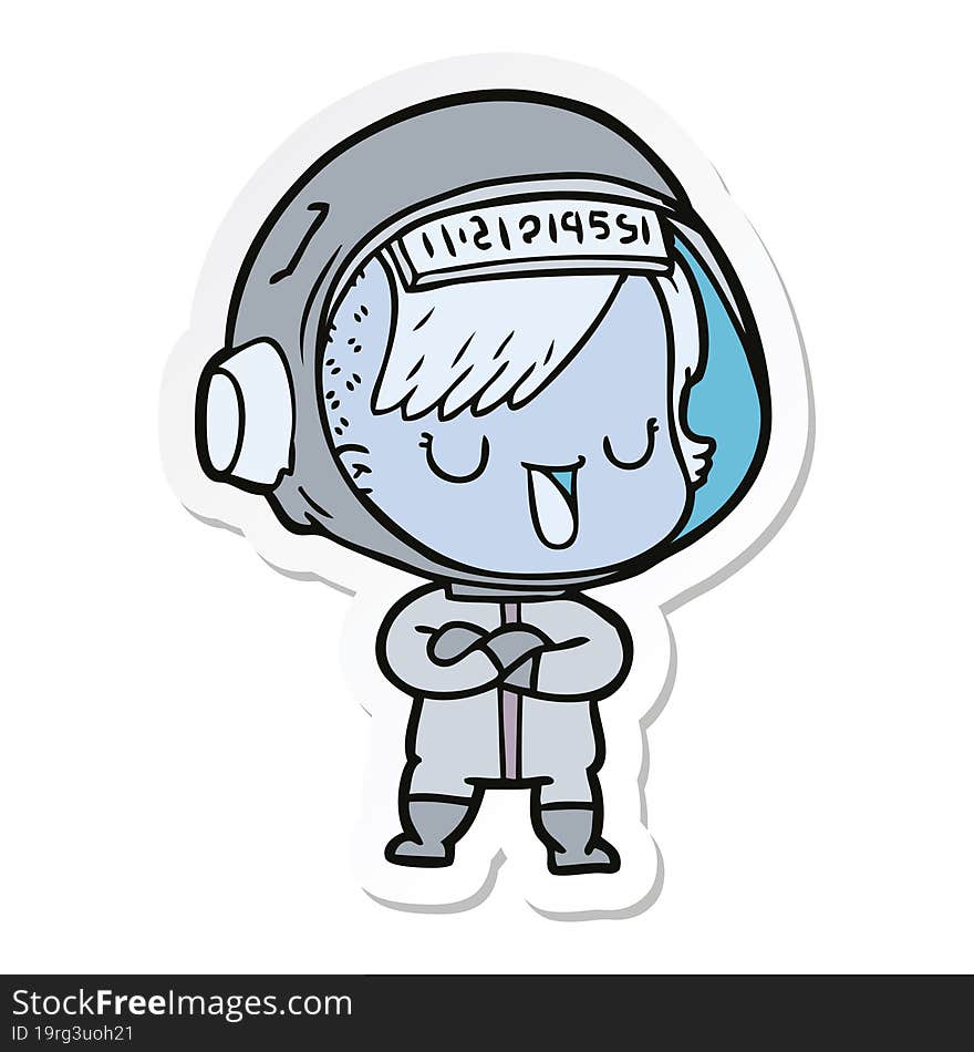 sticker of a cartoon astronaut woman