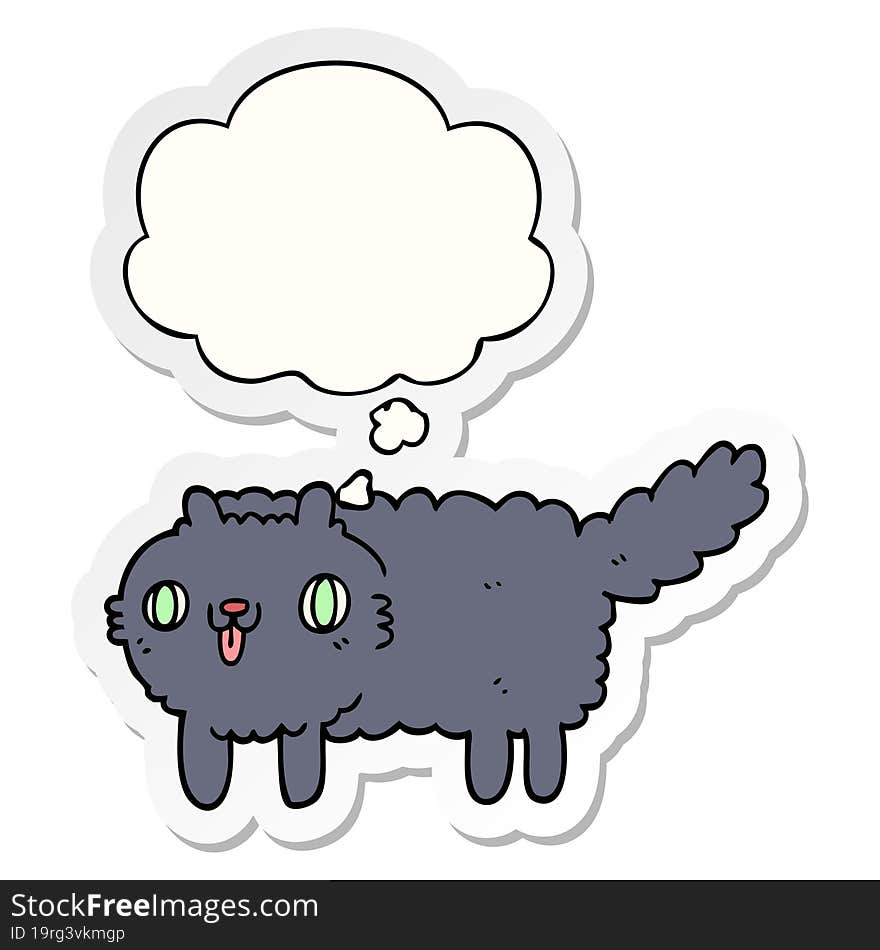 cartoon cat and thought bubble as a printed sticker
