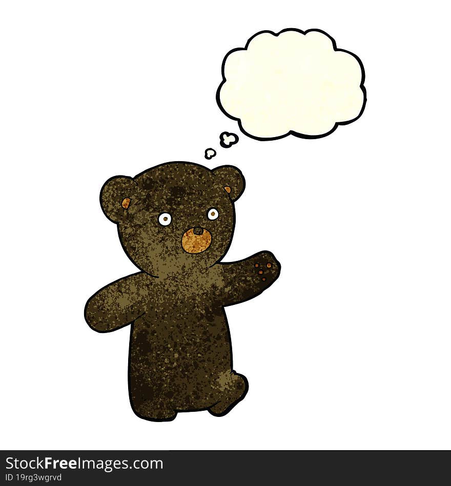 cartoon black bear cub with thought bubble