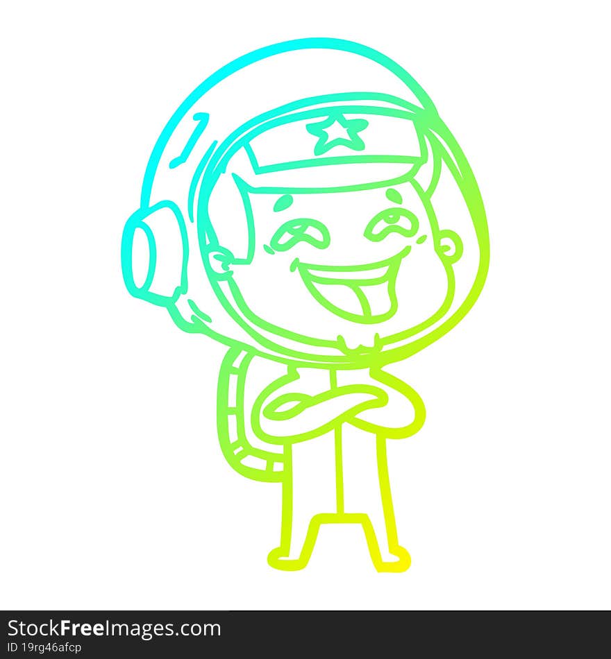 cold gradient line drawing cartoon laughing astronaut