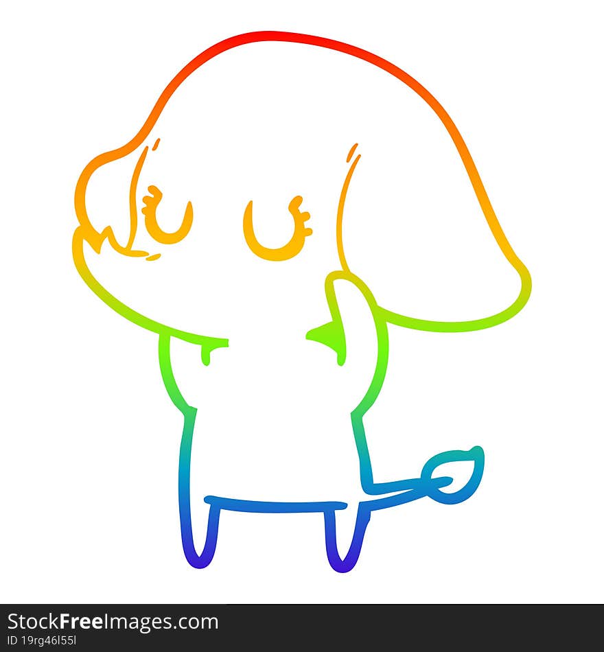 rainbow gradient line drawing cute cartoon elephant