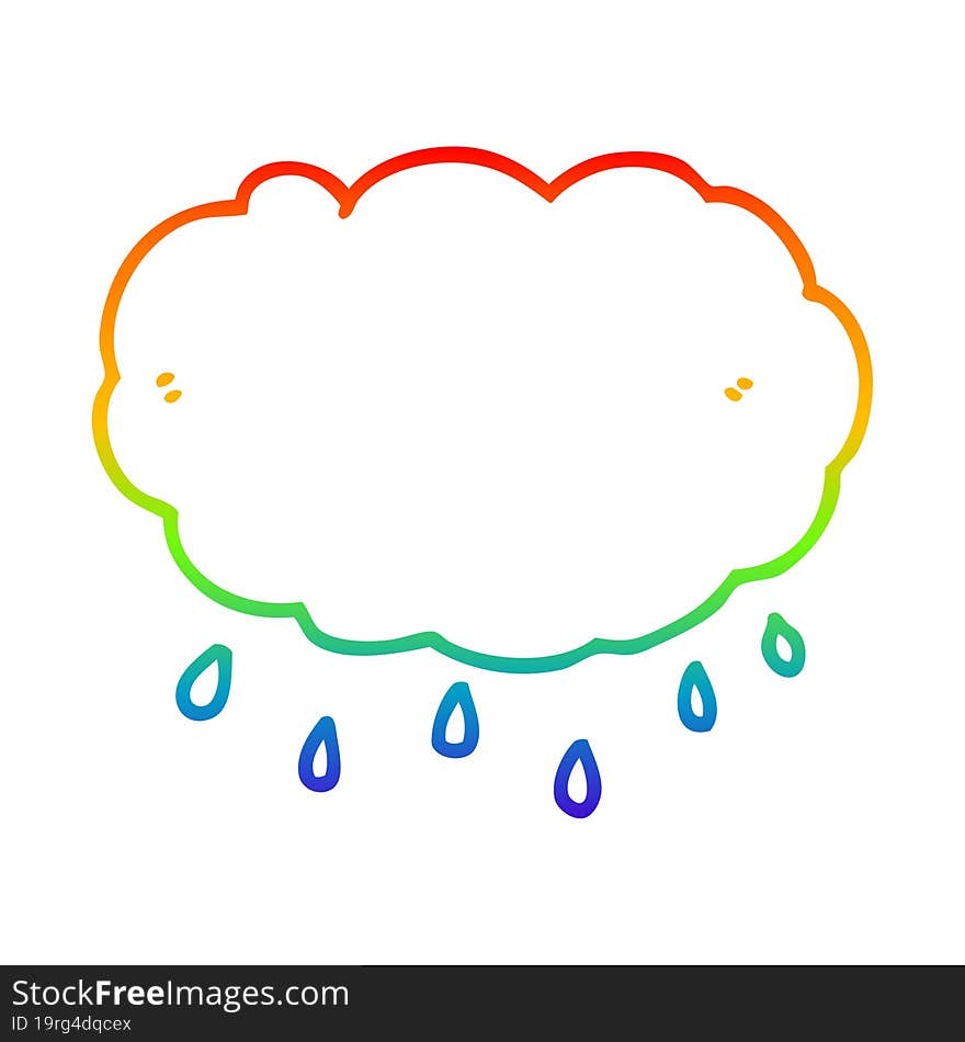 rainbow gradient line drawing cartoon rain cloud