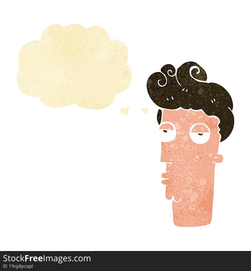 Cartoon Bored Man S Face With Thought Bubble