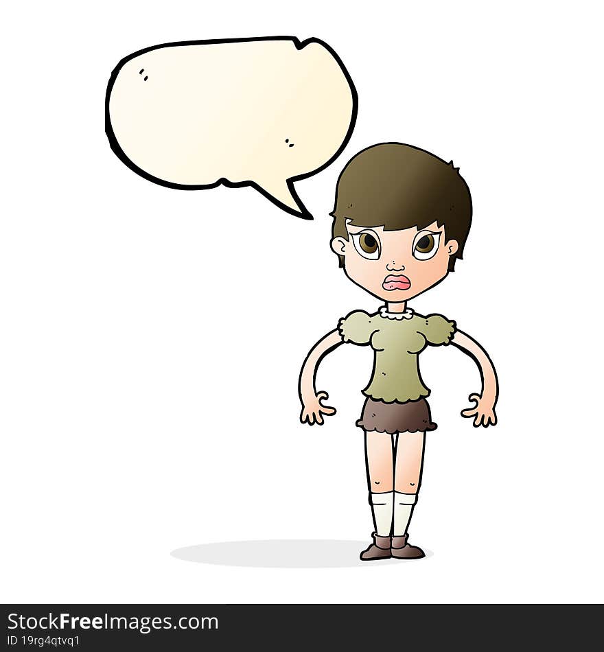 Cartoon Woman Looking Annoyed With Speech Bubble