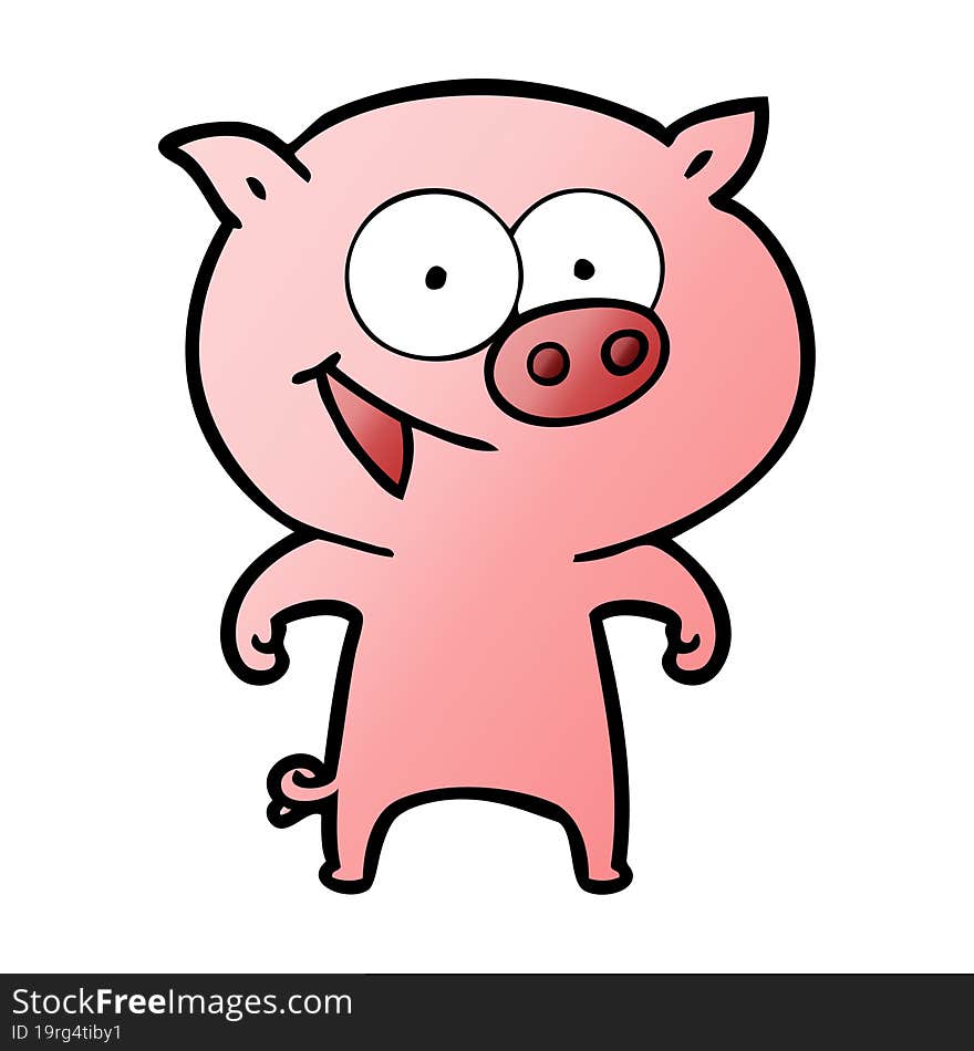 cheerful pig cartoon. cheerful pig cartoon