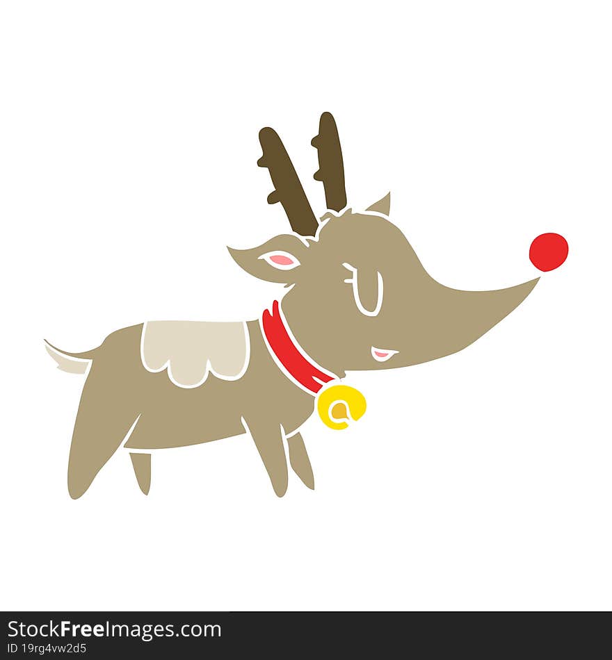 Flat Color Style Cartoon Christmas Reindeer