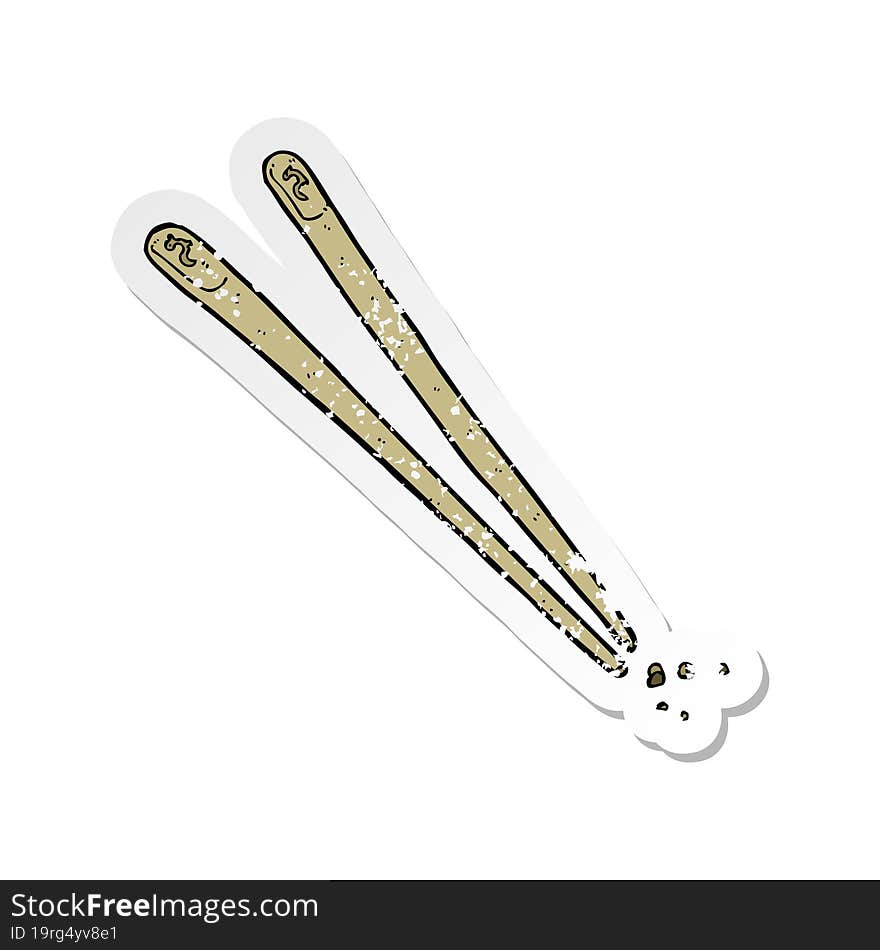 retro distressed sticker of a cartoon chopsticks