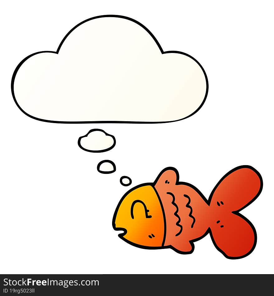 cartoon fish and thought bubble in smooth gradient style