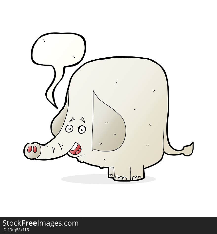 cartoon happy elephant with speech bubble