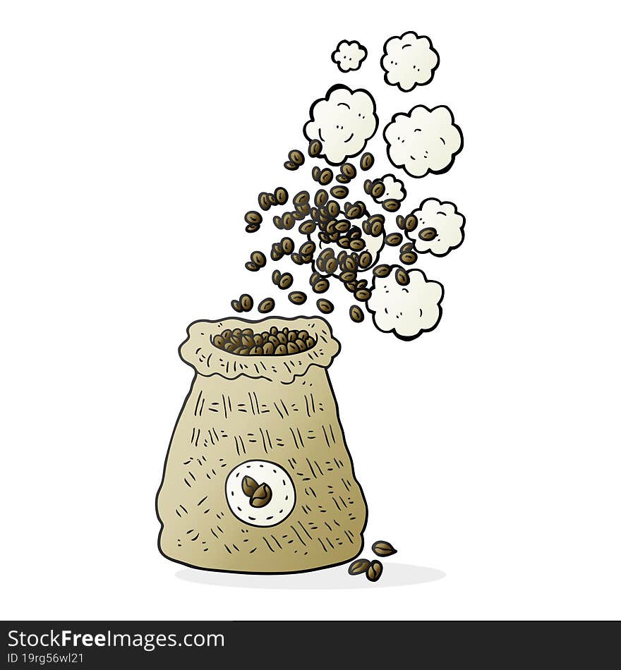 Cartoon Bag Of Coffee Beans