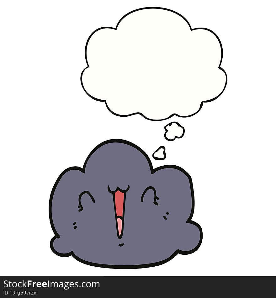 Happy Cloud Cartoon And Thought Bubble