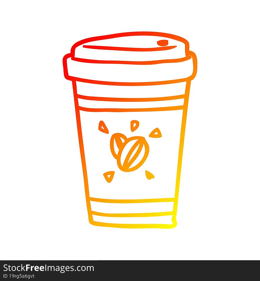 Warm Gradient Line Drawing Cup Of Takeout Coffee