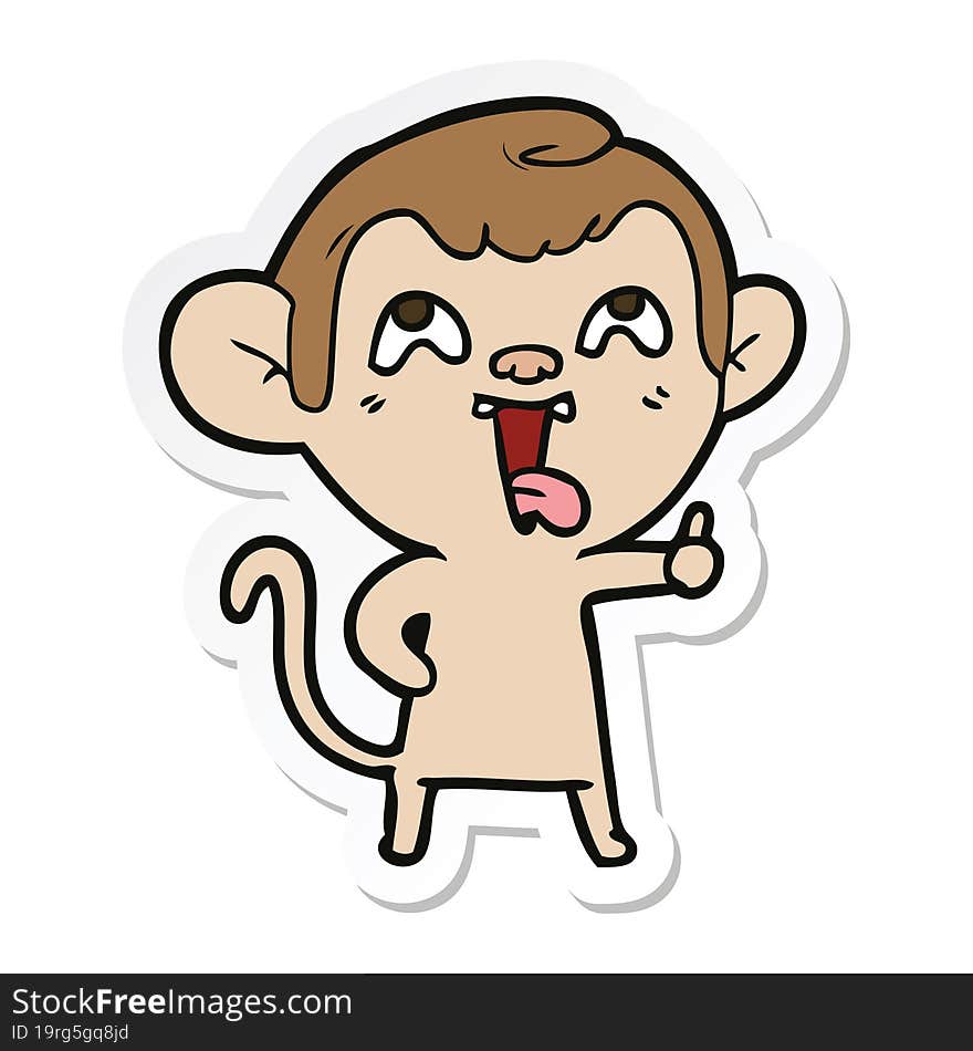 Sticker Of A Crazy Cartoon Monkey