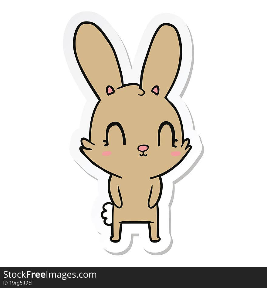 sticker of a cute cartoon rabbit