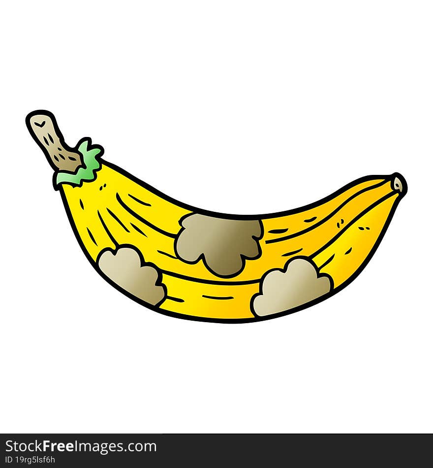 cartoon old banana going brown. cartoon old banana going brown