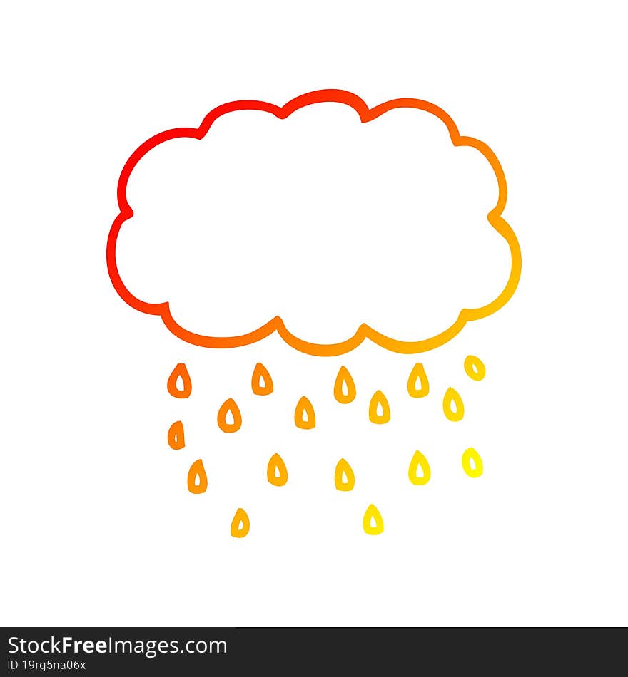 Warm Gradient Line Drawing Cartoon Cloud Raining