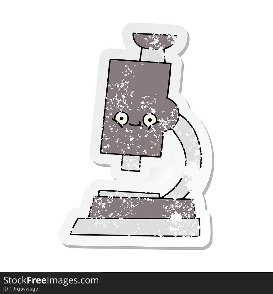 distressed sticker of a cute cartoon microscope