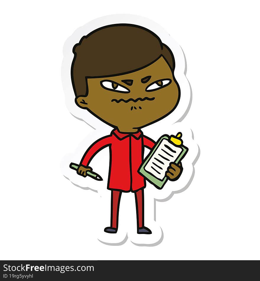 Sticker Of A Cartoon Angry Man