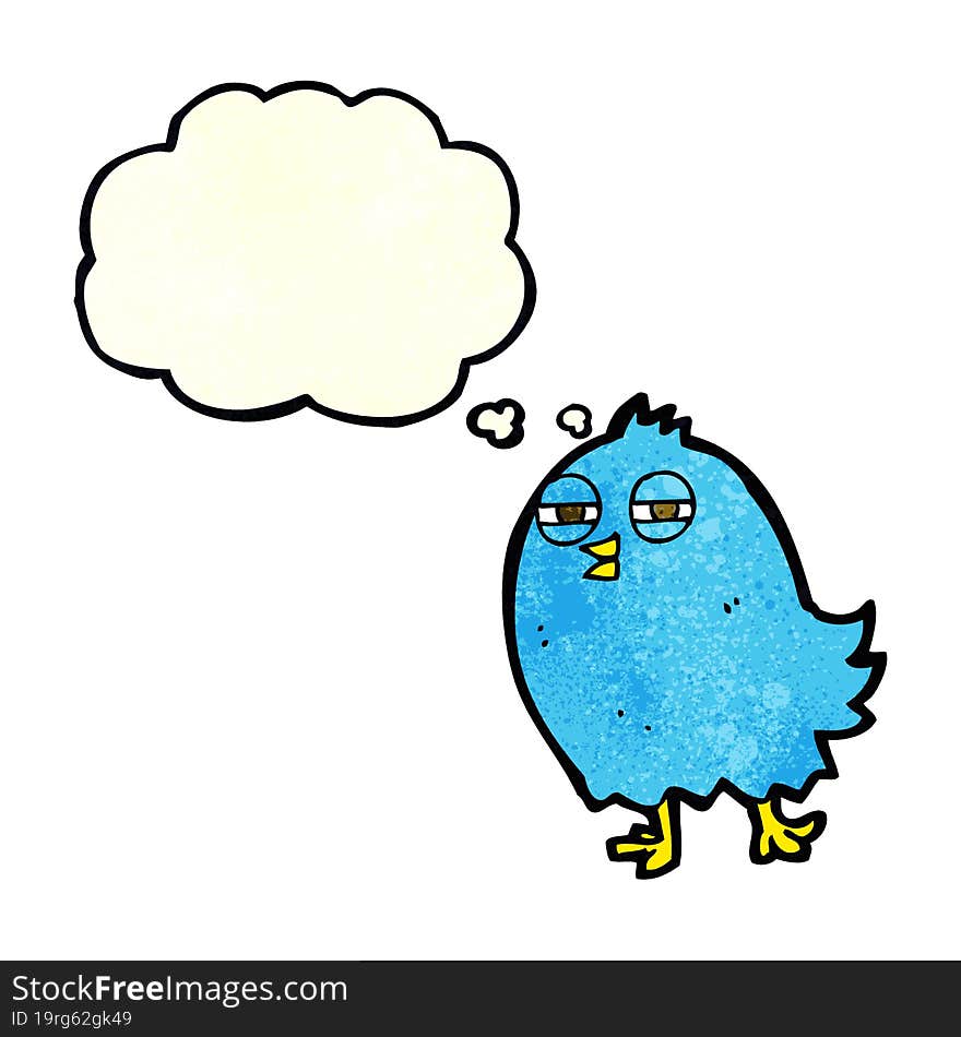 Funny Cartoon Bird With Thought Bubble