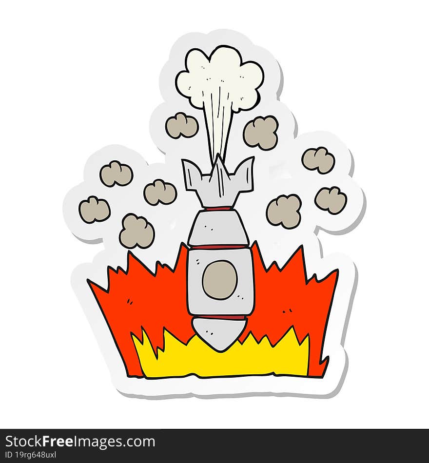 sticker of a cartoon falling bomb