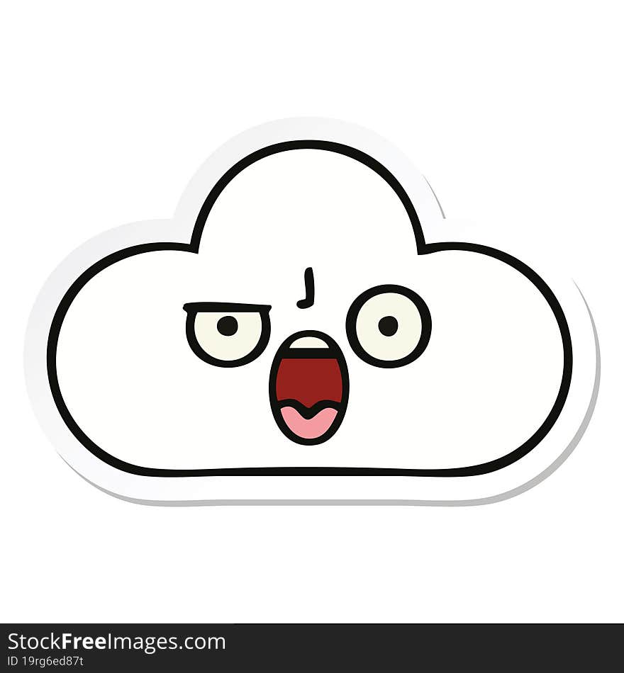 sticker of a cute cartoon cloud