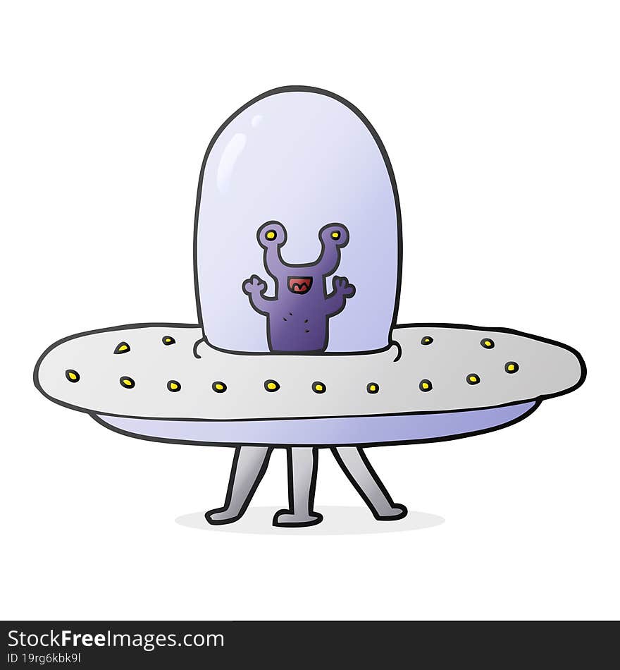 freehand drawn cartoon flying saucer