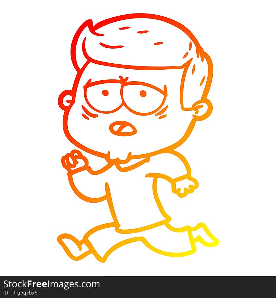 warm gradient line drawing cartoon tired man