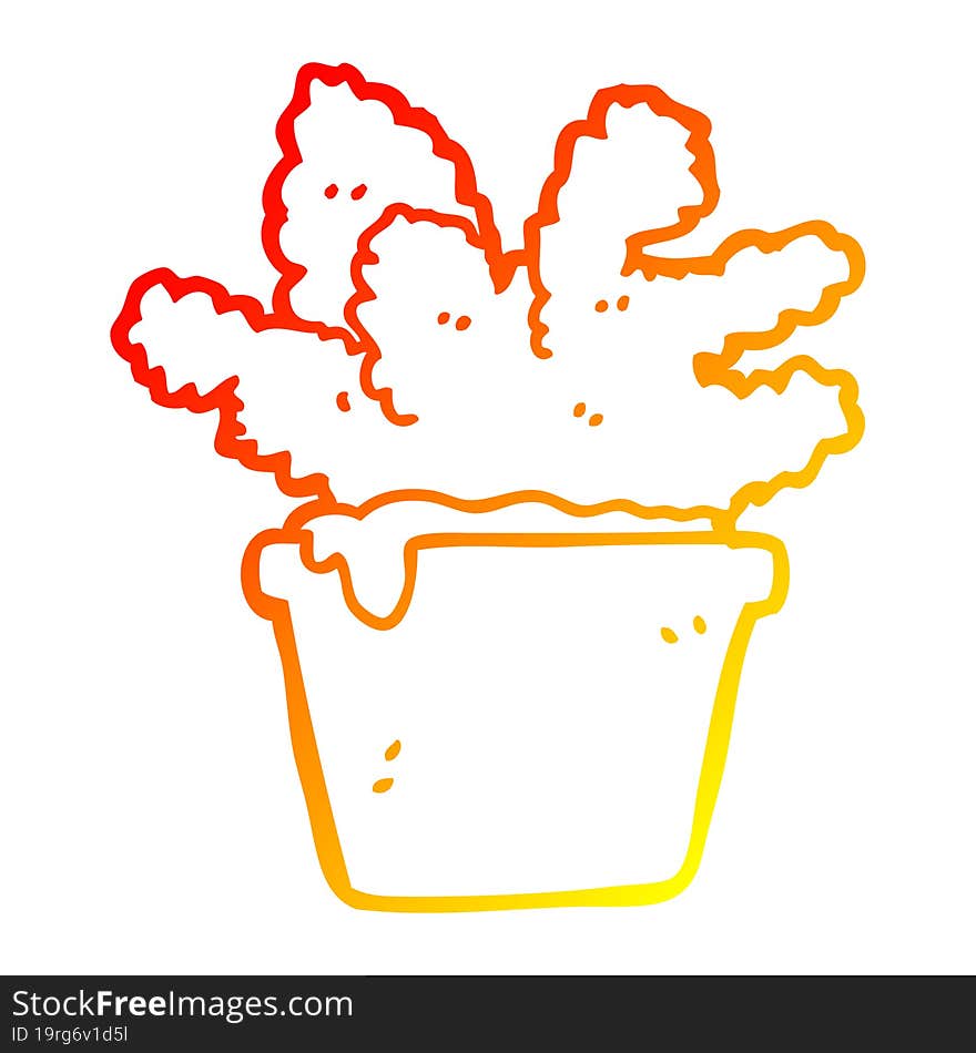 warm gradient line drawing cartoon house plant