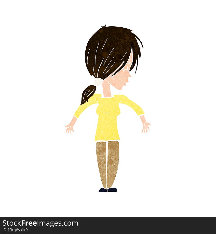 cartoon woman shrugging shoulders