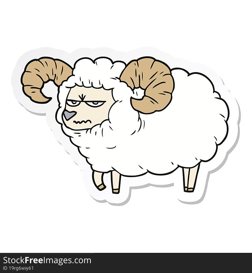 sticker of a cartoon angry ram