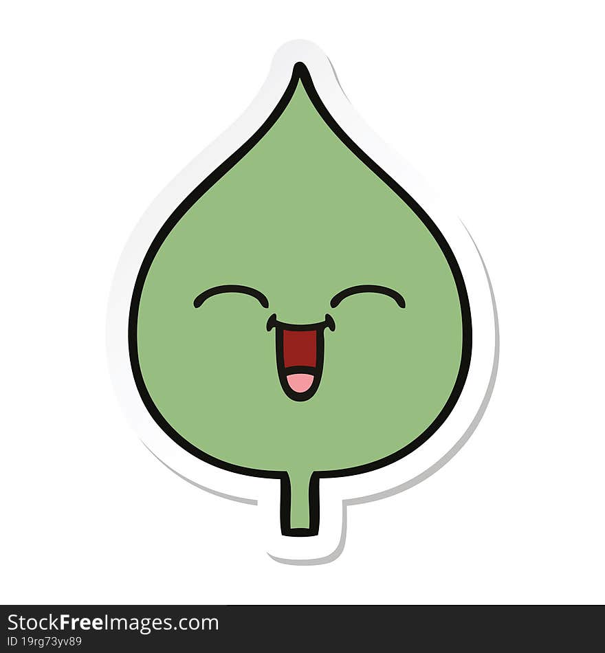 sticker of a cute cartoon expressional leaf