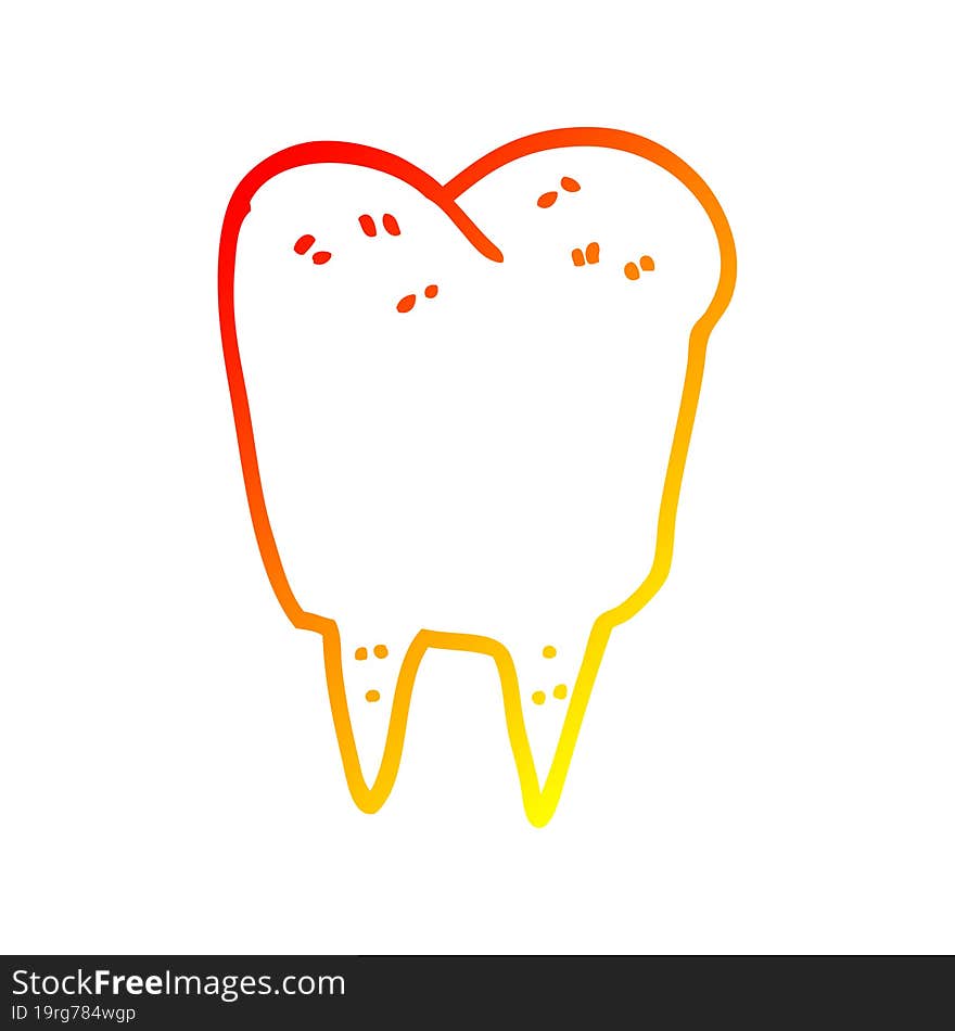 warm gradient line drawing cartoon tooth