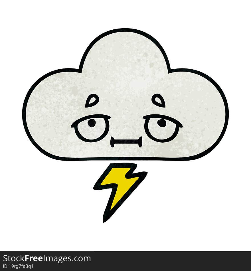 retro grunge texture cartoon thunder cloud