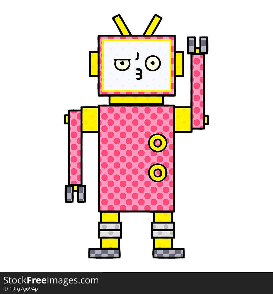 comic book style cartoon of a robot