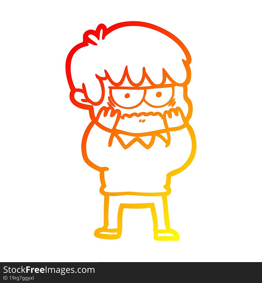 warm gradient line drawing annoyed cartoon boy