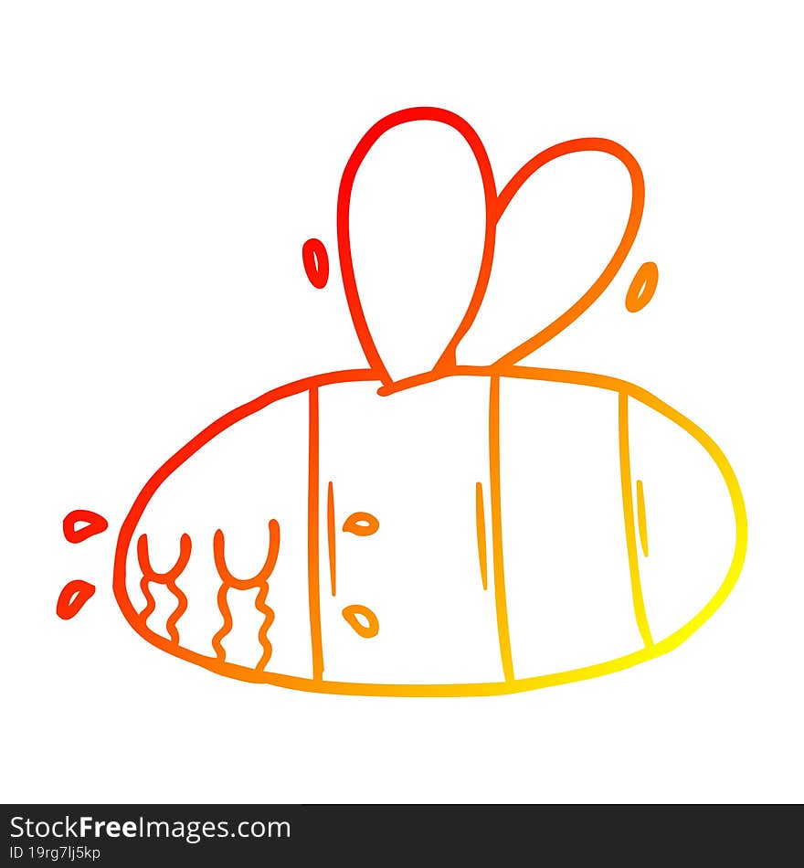 warm gradient line drawing of a cartoon crying bee