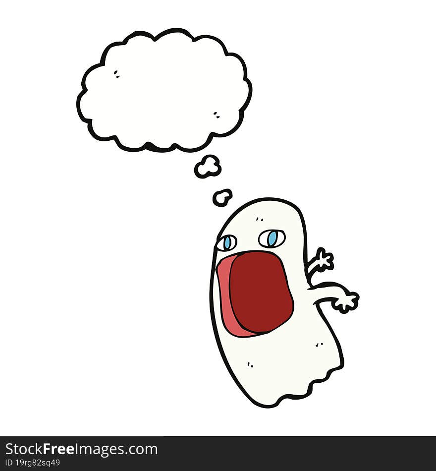 funny cartoon ghost with thought bubble