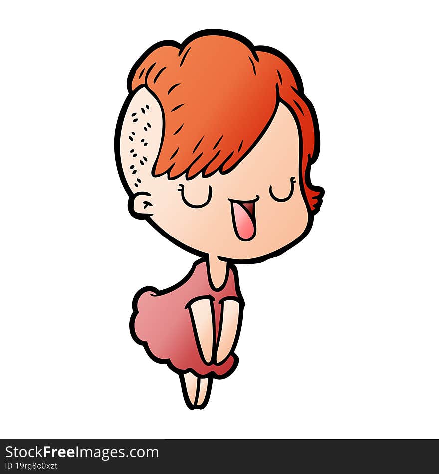 cute cartoon girl with hipster haircut. cute cartoon girl with hipster haircut