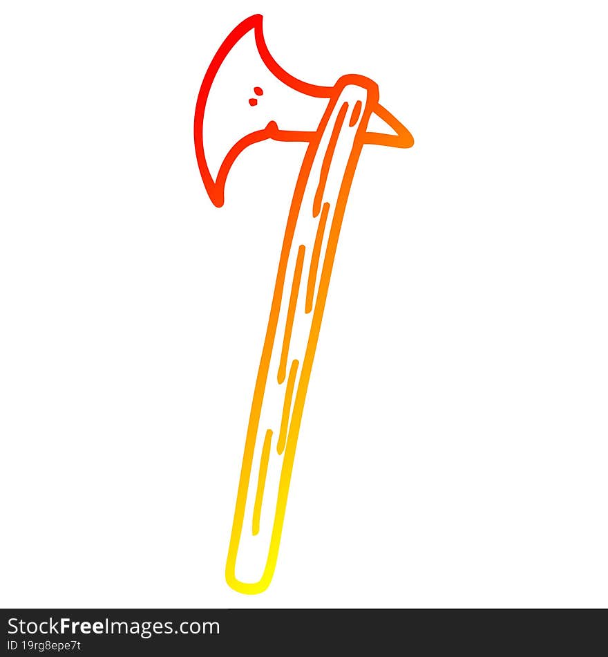 warm gradient line drawing cartoon golden large axe