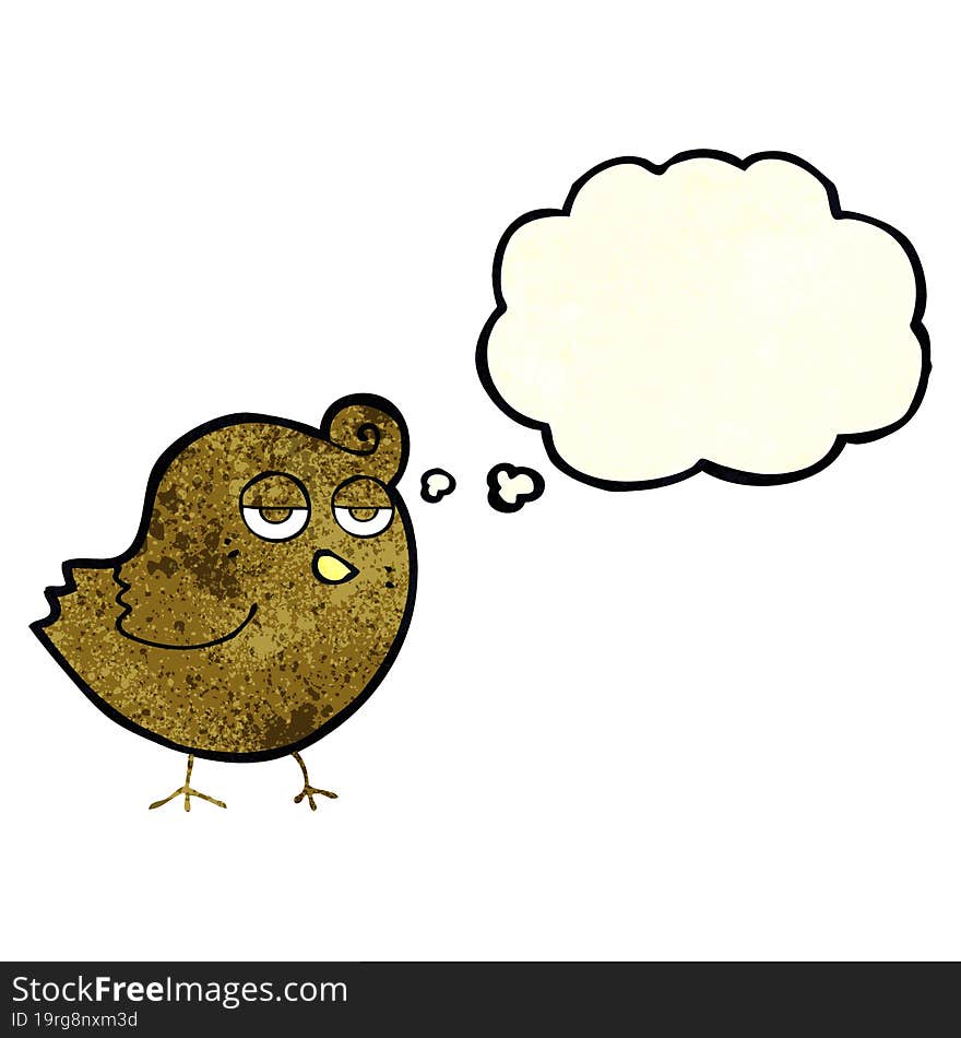 cartoon bird with thought bubble