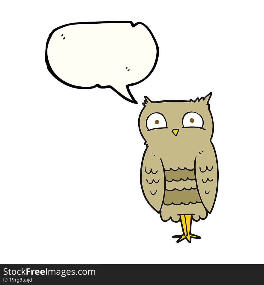 freehand drawn speech bubble cartoon owl